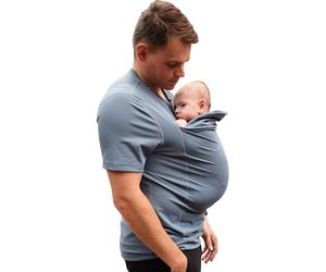 The Lalabu Dad | Baby Hands-Free Dad Carrier with Kangaroo Bag | Designed for Togething, Safety and Comfort for Newborns up to 15 lbs | CPSC Approved, Short Sleeve - Brook