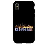 The Land Night Downtown Cleveland Skyline Art Ohio Downtown Case for iPhone X/XS