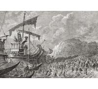 The landing of Julius Caesar in Great Britain 55/54BC. From Cassell's Illustrated Universal History published 1883. Poster Print by Ken Welsh (18 x 12)