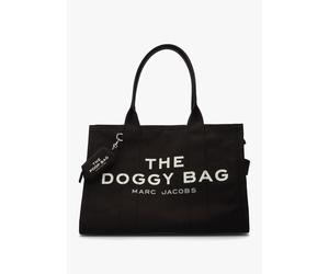 The Large Black Cotton Doggy Tote Bag - Black Fabric / One Size