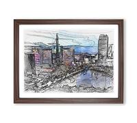 The Las Vegas Strip In Abstract Modern Art Framed Print | A2 Walnut Framed Wall Art | Ready to Hang | Abstract Fantasy Picture | Living Room Bedroom Lounge Office