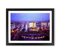 The Las Vegas Strip & Skyline In Nevada Modern Art Framed Print | A2 Black Framed Wall Art | Ready to Hang | Modern Cityscape Picture | Living Room Bedroom Lounge Office