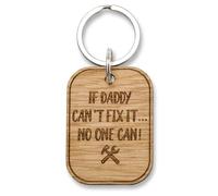 The Laser Engraving Company 'If Daddy Can't Fix It...' Oak Keyring, Key Ring, Father's Day Gifts From Daughter Son, Grandad Birthday