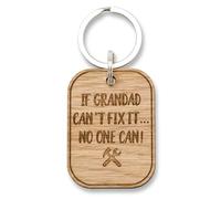 The Laser Engraving Company 'If Grandad Can't Fix It...' Oak Keyring, Key Ring, Father's Day Gifts, Pops, Grand Father, Great Granddad, Father's Day, Birthdays