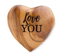 The Laser Engraving Company Small Olive Wood Heart - Birthday, Thank-you, Bestie, Courage, Mummy, Daddy, Chemo, 18th, 21st, 30th, 40th, 50th, 60th ('Love You' Hug Token)