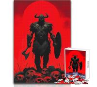 The Last Berserker - Viking Warrior on Skull Pile Teenagers 1000 Pieces Puzzle Educational Reasoning Skill Game Ideal Thoughtful Gift for All Events Size 38x52cm