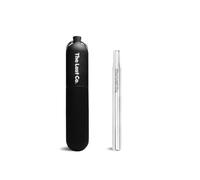 The Last Co. Reusable + Portable Telescopic Stainless Steel Straw with Keychain Case (Charcoal Black)