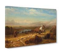 The Last Of The Buffalo By Albert Bierstadt Canvas Print | Gallery Wrapped 30mm Frame Wall Art | 30x20 inches | Ready to Hang | Classic Animal Picture | Living Room Bedroom Lounge Office