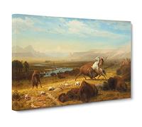 The Last Of The Buffalo By Albert Bierstadt Canvas Print | Gallery Wrapped 30mm Frame Wall Art | 30x20 inches | Ready to Hang | Classic Animal Picture | Living Room Bedroom Lounge Office