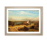 The Last Of The Buffalo By Albert Bierstadt Classic Painting Framed Print | A2 Oak Framed Wall Art | Ready to Hang | Classic Animal Picture | Living Room Bedroom Lounge Office