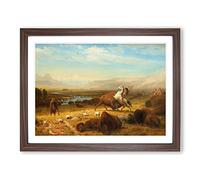 The Last Of The Buffalo By Albert Bierstadt Classic Painting Framed Print | A4 Walnut Framed Wall Art | Ready to Hang | Classic Animal Picture | Living Room Bedroom Lounge Office