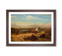 The Last of The Buffalo by Albert Bierstadt Framed Print | A2 Walnut Framed Wall Art | Ready to Hang | Modern Animal Picture | Living Room Bedroom Lounge Office