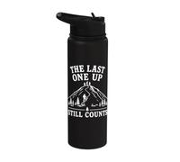 The Last One Up Still Counts Mountain Funny Hiking Humor Stainless Steel Insulated Water Bottle