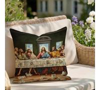 The Last Supper Cushion Covers 30 x 30 cm, Set of 1 Linen Decorative Square Throw Pillow Cover with Invisible Zipper, Outdoor Waterproof Garden Cushions for Livingroom Bedroom Balcony, Retro Z9-943