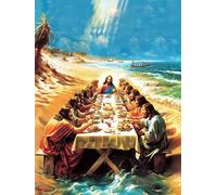 The Last Supper Diamond Art Kits Adults, 5D Diamond Painting Beach, DIY Full Drill Cross Stitch Embroidery Crystal Art Kits, Crafts for Adults, Paintings for Room Decor Gifts 24x32 inch 0-7686