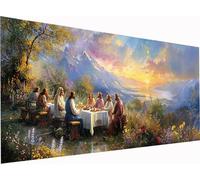 The Last Supper Diamond Art Kits Adults, Large 32x16 Inch 5D Diamond Painting for Beginners Sunset, DIY Full Drill Cross Stitch Embroidery Crystal Art, Crafts and Painting for Home Wall Decor 1-3666