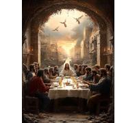 The Last Supper Diamond Art Kits Adults, Sunset 5D Diamond Painting for Beginners, DIY Cross Stitch Kits for Adults, Full Drill Rhinestone Gem Art Crafts, Room Decor, Gifts for Women 24x28in L-6478