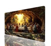 The Last Supper Mouse Mat 32”x16” Waterproof Gaming Mouse Pad Landscape Non-slip Rubber Base Abrasion-resistant Stitched Edges, Mousepad as Desk Mat for Office Accessories Laptop Keyboard JXL-0894