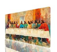 The Last Supper Mouse Mat 32”x16” Waterproof Gaming Mouse Pad Landscape Non-slip Rubber Base Abrasion-resistant Stitched Edges, Mousepad as Desk Mat for Office Accessories Laptop Keyboard JXL-1492