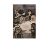The Last Supper of The Amusing Cat Canvas Poster Wall Art Decor Print Picture Paintings for Living Room Bedroom Decoration 12x18inch(30x45cm)