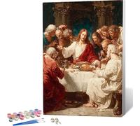 The Last Supper Paint by Numbers Abstract Painting by Numbers for Adults Beginner DIY Digital Painting Hobbies for Adults Women with 3 Brush and Acrylic Paints Kit for Home Decor 40 x 50 cm -zjn2604O1