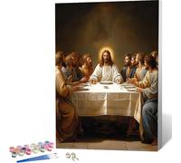 The Last Supper Paint by Numbers Abstract Painting by Numbers for Adults Beginner DIY Digital Painting Hobbies for Adults Women with 3 Brush and Acrylic Paints Kit for Home Decor 40x53 Inch -zjn2604KC