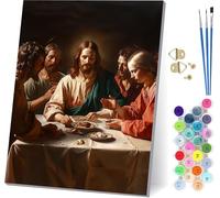 The Last Supper Paint by Numbers for Adults, Food Painting by Numbers for Adults Kits On Canvas, Easy DIY Acrylic Pigment Drawing Paintwork, Hobbies for Women, for Home Wall Decor 40x52 inch 9-2959