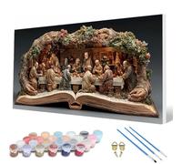 The Last Supper Paint by Numbers for Adults, Paint by Numbers Book Pattern Design Painting Kits, Acrylic Painting Kit with Brushes Adult Crafts for Room Decor, Wall Art, Gifts 20 x 40 inch -hcw250736