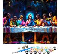 The Last Supper Paint by Numbers for Adults, Paint by Numbers Kits Abstract on Canvas for Beginner, DIY Canvas Oil Painting Kit with Acrylic Pigment and Brushes, Room Decor Gifts 12x16in 3-6058