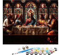 The Last Supper Paint by Numbers for Adults, Paint by Numbers Kits Food on Canvas for Beginner, DIY Canvas Oil Painting Kit with Acrylic Pigment and Brushes, Room Decor, Gifts for Women 40x52in T-4754