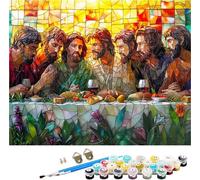 The Last Supper Paint by Numbers for Adults, Paint by Numbers Kits Food on Canvas for Beginner, DIY Canvas Oil Painting Kit with Acrylic Pigment and Brushes, Room Decor, Gifts for Women 16x20in 3-4739