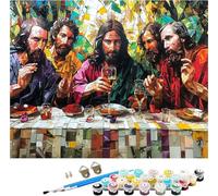 The Last Supper Paint by Numbers for Adults, Paint by Numbers Kits Food on Canvas for Beginner, DIY Canvas Oil Painting Kit with Acrylic Pigment and Brushes, Room Decor, Gifts for Women 20x26in 0-3346