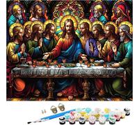The Last Supper Paint by Numbers for Adults, Paint by Numbers Kits Food on Canvas for Beginner, DIY Canvas Oil Painting Kit with Acrylic Pigment and Brushes, Room Decor, Gifts for Women 32x44in 8-6361