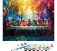 The Last Supper Paint by Numbers for Adults, Paint by Numbers Kits Food on Canvas for Beginner, DIY Canvas Oil Painting Kit with Acrylic Pigment and Brushes, Room Decor, Gifts for Women 12x16in 8-8514