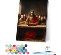 The Last Supper Paint by Numbers for Adults With Frame, Painting by Numbers for Adults Man, DIY Acrylic Pigment Drawing Arts and Crafts, Hobbies for Women, Home Wall Decor Gifts 16x20in 8-1612