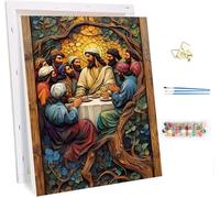 The Last Supper Paint by Numbers for Adults with Frame, Painting by Numbers for Adults Tree on Canvas, DIY Acrylic Oil Painting Kits with Brushes, Hobbies for Adults Women, Room Decor 20x26in P-4990