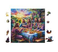 The Last Supper Painting 100 Pieces Set Classic Jigsaw Puzzle Couple Puzzle Partners Logic Skill Wall Decor Easter New Year Gift Eco-friendly Recycled Cardboard 28x28cm
