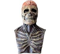 The Latest Skeleton Biochemical Mask for 2021 Halloween Skull Mask-3D Skull Mask with Moving Jaw,Horrible Skeleton Bioman (Red Brain Without Cap), 50x42