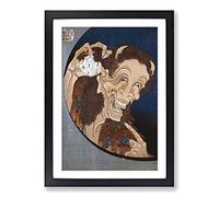 The Laughing Demon by Katsushika Hokusai Framed Print | A2 Black Framed Wall Art | Ready to Hang | Asian Nature Picture | Living Room Bedroom Lounge Office