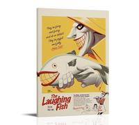 The Laughing Fish Poster Canvas Cover Wall Art Print Aesthetic Poster Art Painting for Room 20x30inch(50x75cm) Frame-style