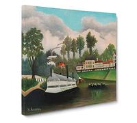 The Laundry Boat by Henri Rousseau Canvas Print | Gallery Wrapped 30mm Frame Wall Art | 20x20 inches | Ready to Hang | Modern Seascape Picture | Living Room Bedroom Lounge Office