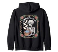 The Laundry Oracle Skeleton Sock Prophecy Humor Zip Hoodie