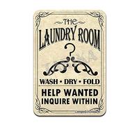 The Laundry Room Wash Dry Fold Help Wanted Inquire Within Metal 8X12 Inch Retro Look Decoration Poster Sign for Home Kitchen Bathroom Farm Garden Garage Inspirational Quotes Wall Decor