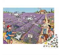The Lavender Field Drone Crash Wooden Jigsaw Puzzle Waterproof 1000 Piece Puzzles for Adults Colourful Educational Games