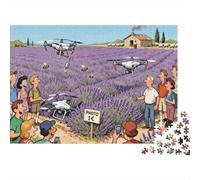 The Lavender Field Drone Crash Wooden Jigsaw Puzzle Waterproof 1000 Piece Puzzles for Adults Fun Educational Games