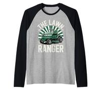 The Lawn Ranger Funny Riding Mower Retro Mowing Gifts Dad Raglan Baseball Tee