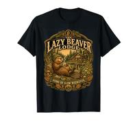 The Lazy Beaver Lodge Vintage Cozy Cabin Nature Design T-Shirt