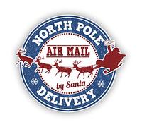 The Lazy Cow 2 of Christmas stickers north pole air mail vinyl santa stickers (set of 2 stickers) (North pole airmail, medium 10cm x 10cm)