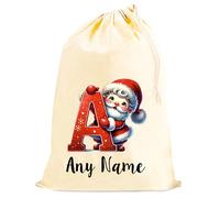 The Lazy Cow Alphabet personalised christmas sack with any name on printed xmas bag (A)