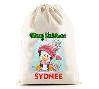 The Lazy Cow Penguin personalised christmas SACK large